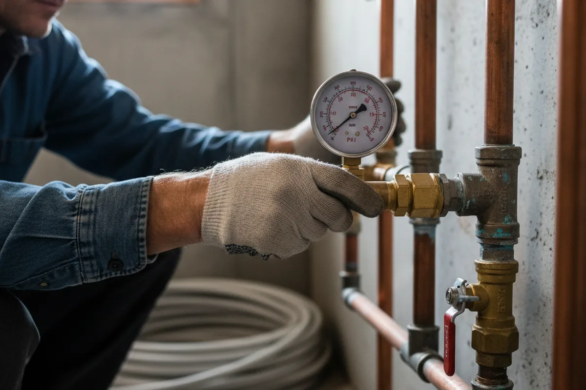 Pressure testing a repaired line during Water Line Repair in Mather